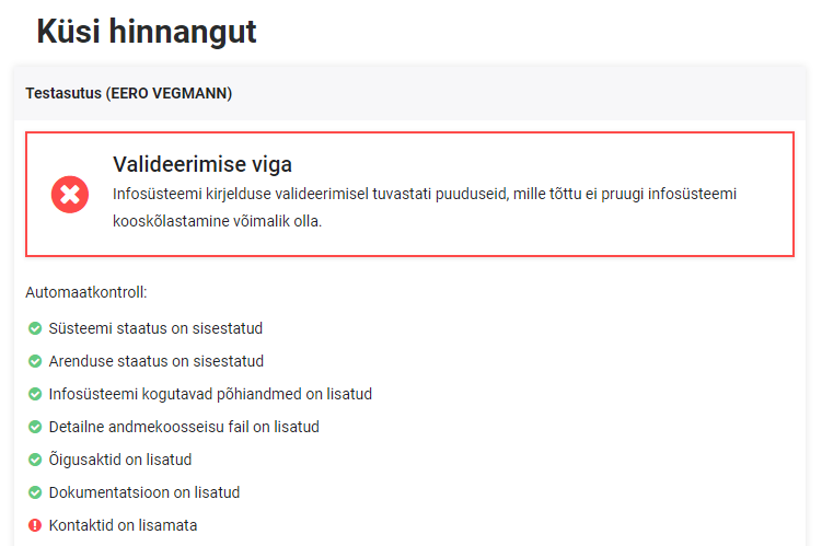 Automaatkontroll hinnangu küsimisel